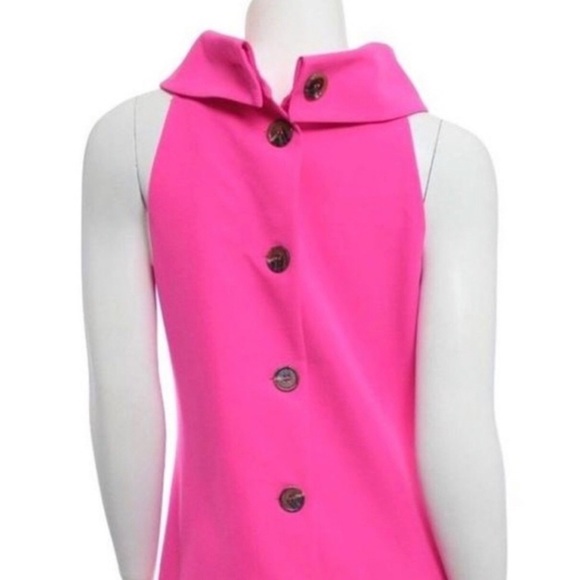 Sail to Sable Cowl Hot Pink Neck Shift Dress Med Barbie Retro Barbiecore Dress - Picture 6 of 8
